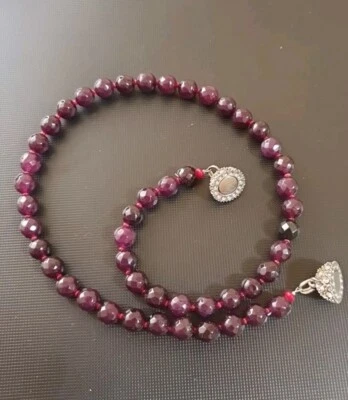 Granat Edelstein Kette Halskette Weinrot  48cm Magnet Verschluss , Unikat - Bild 1 von 4