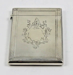 Antique Victorian Sterling Silver Card Case Birmingham 1877 MADE IN ENGLAND - Picture 1 of 4