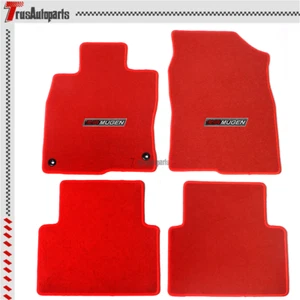 For 16-21 Honda Civic Front Rear Floor Mats Red Nylon Carpets 4PCS Set w/ mugen - Picture 1 of 4