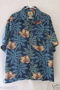 Camisa de campamento hawaiana Joe Marlin XLargo azul múltiple con patrón floral - Imagen 1 de 4