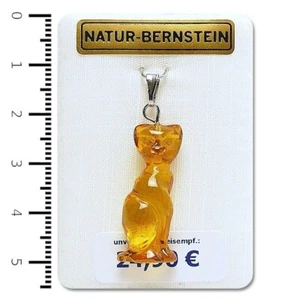 Bernstein Anhänger Katze modern 925er Silber Naturbernstein cognac 90790 - Bild 1 von 1