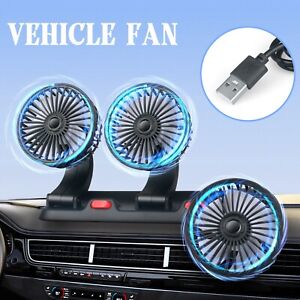 12V Portable Three Head Car Fan Vehicle Truck 360° Rotatable Auto Cooling Cooler