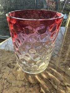 Fenton Art Glass Cranberry Opalescent Coin Dot Tumbler - Picture 1 of 2