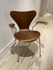 Arne Jacobson Antik Stuhl Teak Holz Armlehne Fritz Hansen Vintage Serie 7 - Bild 1 von 17