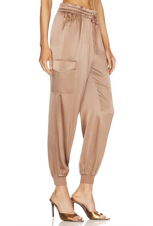 CAMI NYC Womens Elsie Silk Pants in Hickory Pull On Elastic Cuff Size Medium - Image 1 of 4