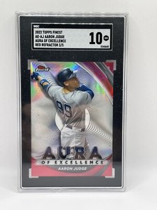 2022 Topps Finest, Aaron Judge, Aura Of Excellence Red Refractor #/5 SGC 10
