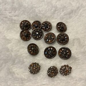 ANTIQUE METAL BUTTONS - Sunburst Look - 11 Complete -3 Missing Outer Ring