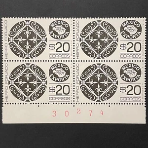 Mexico, Scott #1175, mint MNH, paper 2, watermark, block of 4, black-grey - Picture 1 of 2