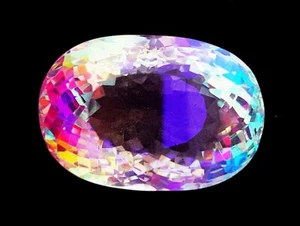 Mystic Quartz Loose Gemstone Oval Shape 56.00 Ct Certified Pendant Size - Picture 1 of 6