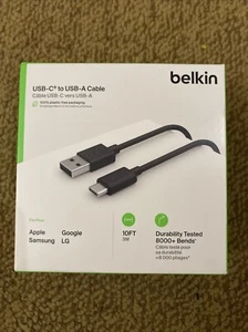Belkin USB-A to USB-C Cable (3M /10ft) for Apple/Samsung/Google/LG Free Shipping - Picture 1 of 5