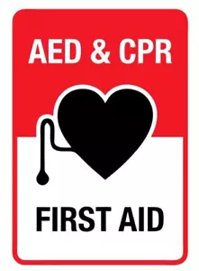 AED & CPR First Aid Safety Sign Sticker Decal Label D7385 - Picture 1 of 1