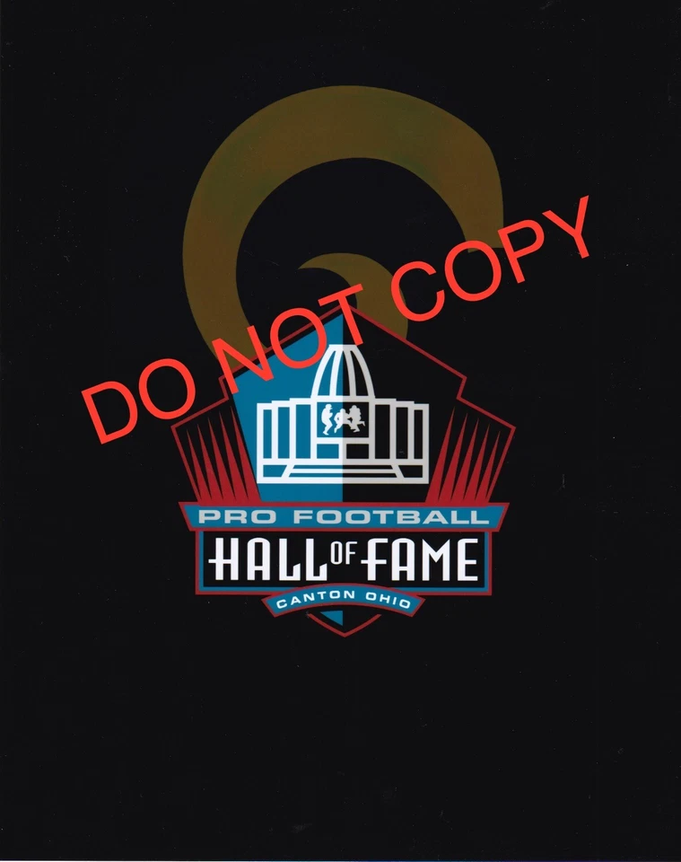 LA STL RAMS FÚTBOL SALÓN DE LA FAMA HOF Logo Sin Firmar PERSONALIZADO 8x10 Foto Imagen Foto 1 de 1