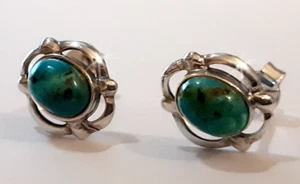 925 ECHT SILBER ***  Ohrstecker Ohrringe 12 mm oval mit Arizona Türkis, UNIKAT - Picture 1 of 13