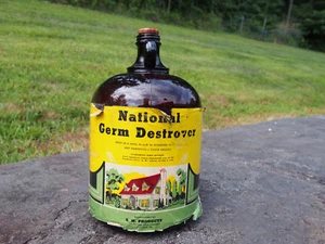Vintage Germ Destroyer 1 Gallon Bottle Amber Glass Jug SW Products Pittsburgh Pa - Picture 1 of 11
