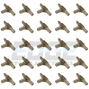(25 PACK) 1/4 HOSE BARB TEE Brass Pipe 3 WAY T Fitting Thread Gas Fuel Water - Picture 1 of 4