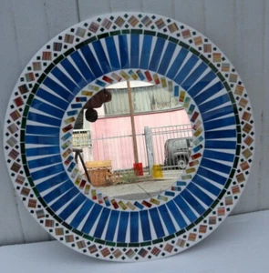 Espejo de Madera Y Mosaico De Vidrio CM 50 Azul Cielo Y Blanco y Azul - Imagen 1 de 6