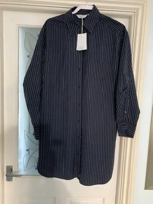 & Other Stories long navy pinstriped shirt - size XS NWT - Image 1 of 4