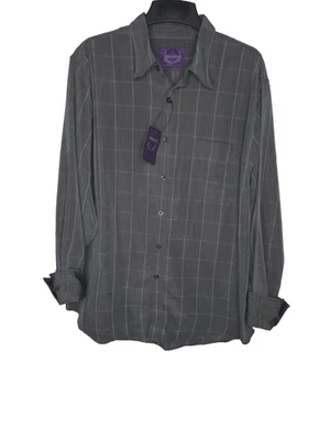 Bruno New York Mens SZ Large Gray Plaid Long Sleeve Button Up Shirt Pocket - Image 1 of 4