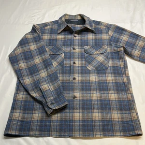 Vintage 60er 70er Pendleton Wolle Schlaufenkragen Knopfleiste Made in USA Bordhemd Herren XL - Bild 1 von 12
