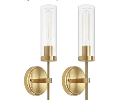 Set of 2 Gold Wall Sconces, - Image 1 of 4