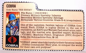 G.I. Joe Karteikarte Cobra The Enemy 1983 Hasbro - Bild 1 von 2