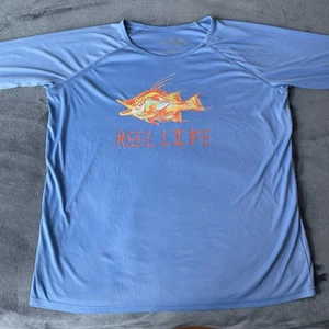 Reel Life Performance Long Sleeve Blue Sport Shirt 2XL - Picture 1 of 13
