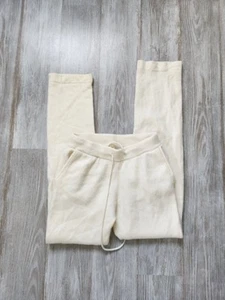 Nap Loungewear 100% Cashmere Pants Straight Leg Pockets Drawstring Ivory Sz S - Picture 1 of 11