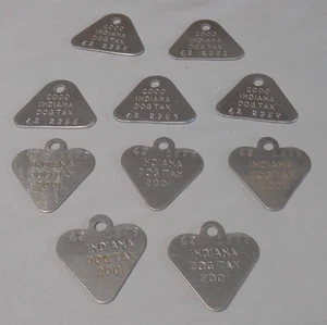 10 Stück Vintage Indiana Hundeführerschein Steuerschild je 5 Stück 2000 & 2001 - Bild 1 von 5