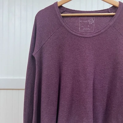 We The Free People 热华夫格针织长袖秋千上衣梅紫色 S — 第 1/4 张图片