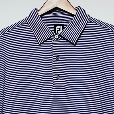 FootJoy Polo Golf Shirt Mens XL Striped Blue Pink Athletic Performance Comfort - Image 1 of 4