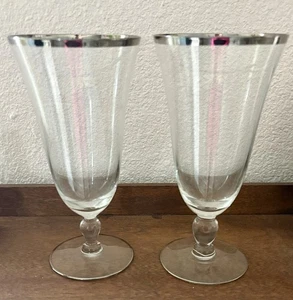 Vasos de té helado con borde de platino S/2 Regent Trent de Glastonbury de 6,75" de alto - Imagen 1 de 4