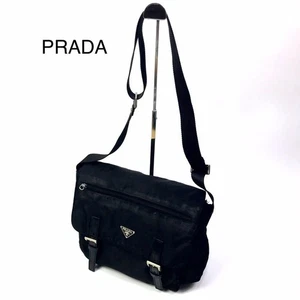 Prada Black Nylon Shoulder Bag with Front Zipper Pocket, Stylish Designer Bag - Picture 1 of 20