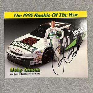 Ricky Craven #41 Kodiak Racing NASCAR Larry Hedrick Motorsports 8"x10" 1995 ROY - Picture 1 of 4