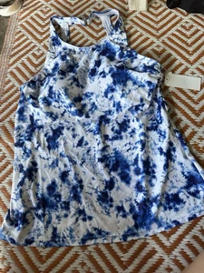 Holipick Tankini Damen Batik Oberteil blau weiß Large neu mit Etikett - Bild 1 von 9