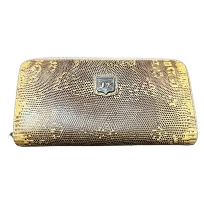 BARRY KIESELTEIN-CORD VINTAGE Cocodrilo Repujado Cartera Cuero Cremallera Alrededor  Foto 1 de 4