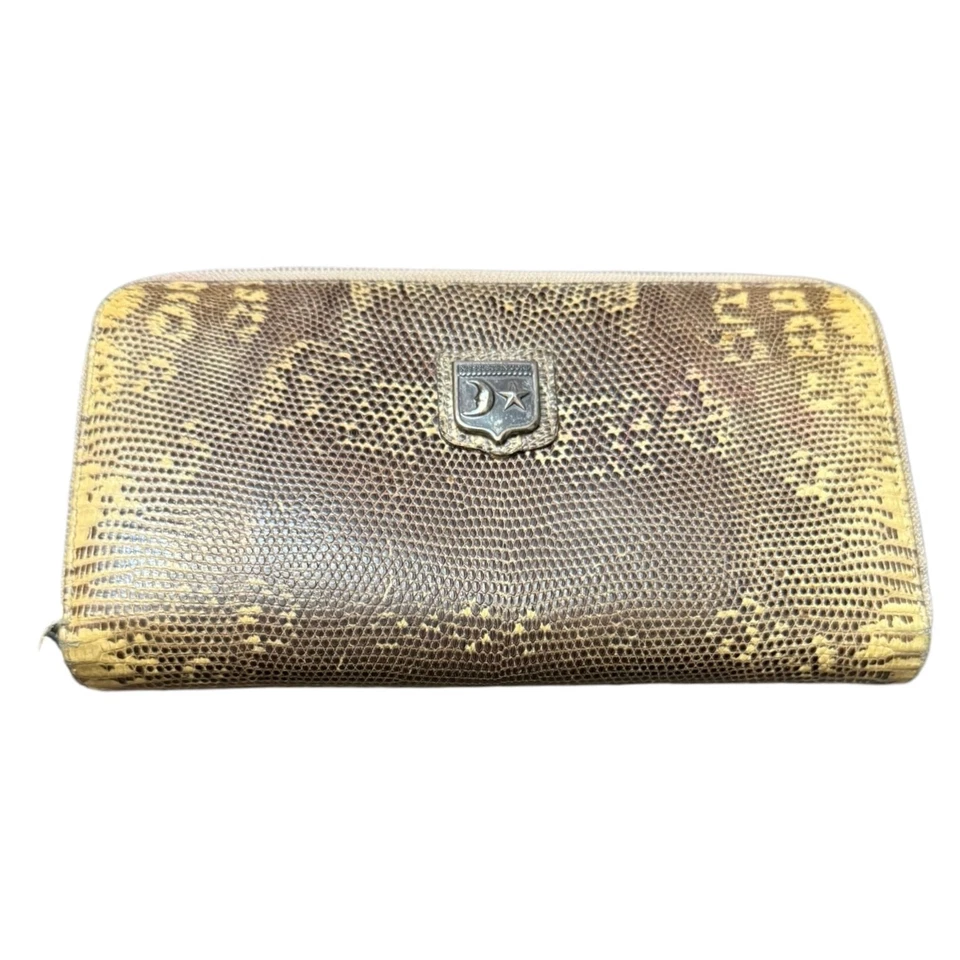 BARRY KIESELTEIN-CORD VINTAGE Cocodrilo Repujado Cartera Cuero Cremallera Alrededor  Foto 1 de 4