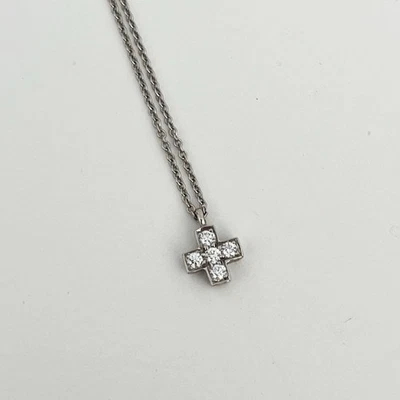 Rare 2008 Tiffany Diamond Platinum Square Cross Pendant Necklace Luxury Fine - Image 1 of 4