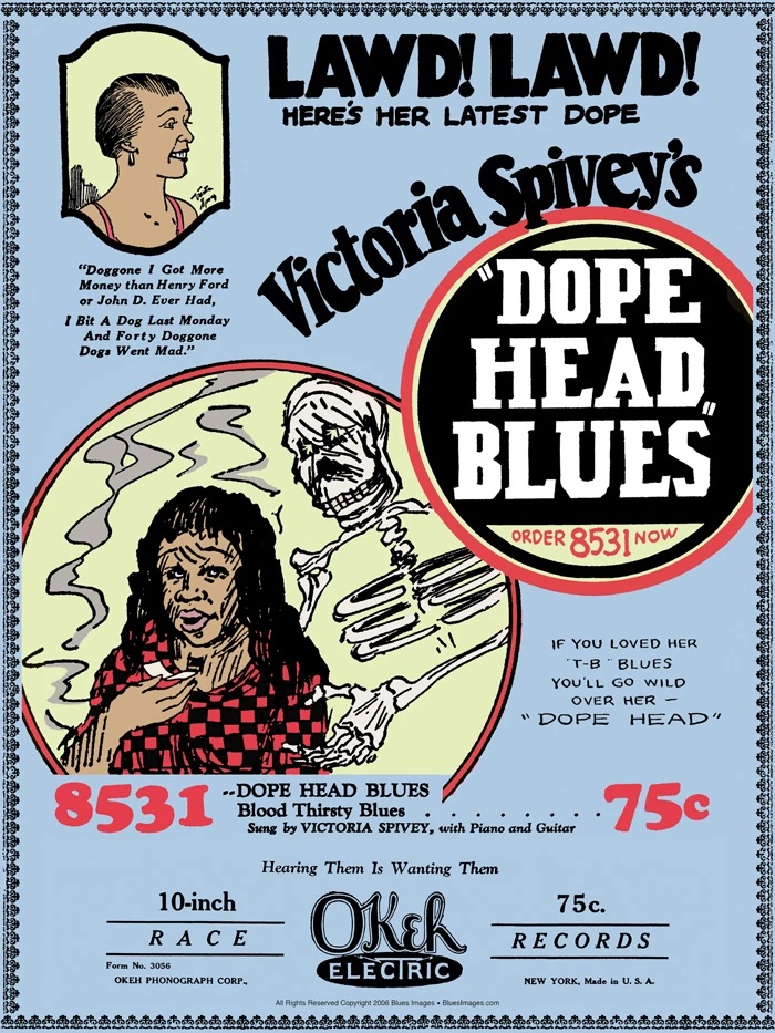 John Tefteller's Blues Images Poster Victoria Spivey Dope Head Blues Okeh 8531 - Image 1 of 1