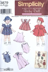 Simplicity Doll Clothes Pattern 3879 Size S-L UNCUT - Picture 1 of 2