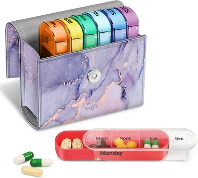 FINPAC Weekly Pill Organizer 4 Times A Day Slide Open Case Travel Pill Reminder Planner