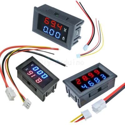 DC 100V 10A/50A 3/4 Bit Voltmeter Ammeter Dual LED Digital Volt Amp Meter Gauge