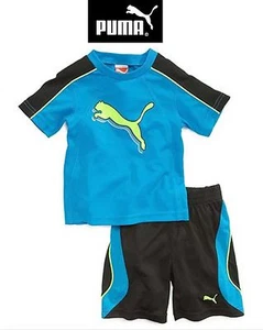 NEU MIT ETIKETT GRÖSSE 24 MONATE PUMA JUNGEN 2-TEILIGES OUTFIT SET OBERTEIL/SHORTS BLAU, SCHWARZ, GELB 2T NEU - Bild 1 von 7