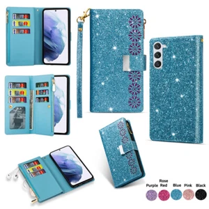 Fashion Glitter Wallet Case Magnetic Flip Cover For Samsung A15 A05 A03S A22 A54 - Picture 1 of 31