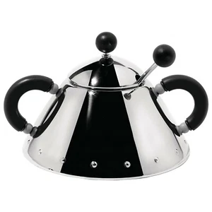 Alessi Michael Graves Design Series Stainless Steel Sugar Bowl w/ Spoon - Black - Picture 1 of 4
