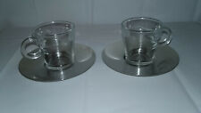 4 sets Nespresso View Espresso Glass Cup & 2 Tone Stainless Steel Saucer Atelier