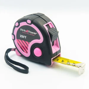 Cinta métrica rosa de 25 pies - Herramienta de medición retráctil con bloqueo para kit de herramientas para mujeres" - Imagen 1 de 5