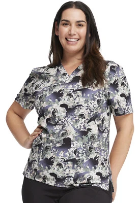 Jurassic World Cherokee Scrubs Tooniforms Unisex V Neck Top TF728 JWBD - Image 1 of 4