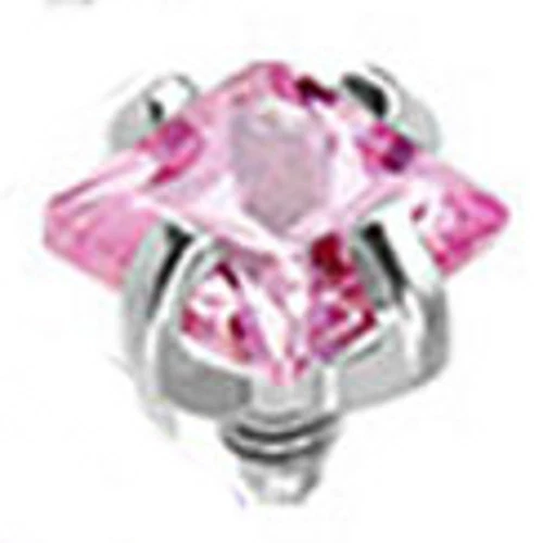 1 - Juego de puntas roscadas internamente de acero quirúrgico 316L gema cuadrada tapa dérmica G31  Foto 1 de 1