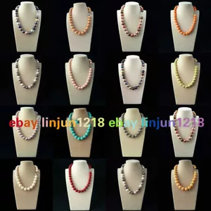Collar de cuentas redondas de perlas concha de mar del Sur multicolor genuino natural de 12 mm de 18"" - Imagen 1 de 56