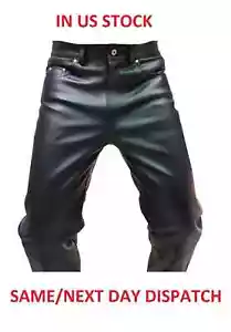 Pantalones de mezclilla para hombre de motociclista MX de cuero de vaca o negro real tallas 28-40 - Imagen 1 de 8